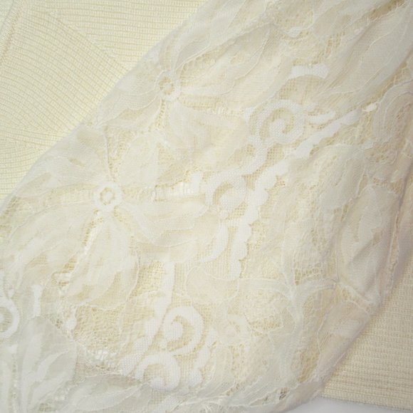 By Anthropologie Lace-Sleeve Sweater Blouse Ivory Cream White - Large - Picture 8 of 10
